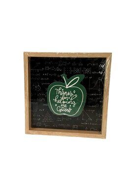 Teacher Appreciation Wooden Shadow Box Frame With Apple Design & Math Equations